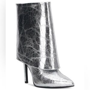 🔥 Silver I.N.C CONCEPTS Sabeel Crinkle Cuff Stiletto Booties - Size 6.5